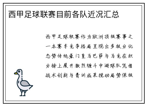 西甲足球联赛目前各队近况汇总